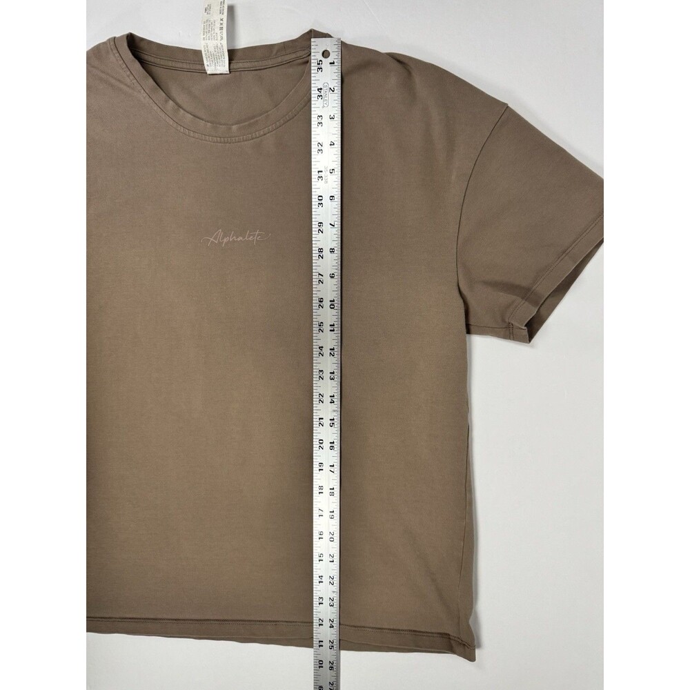 Alphalete T Shirt Womens Small Olive Brown Oversized Logo Tee Modern Athleisure - Picture 7 of 8